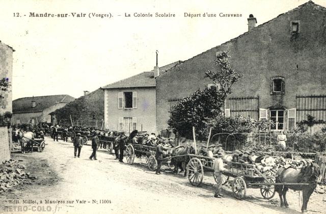 Dpart d'une caravane - Colonie scolaire de Mandres-sur-Vair