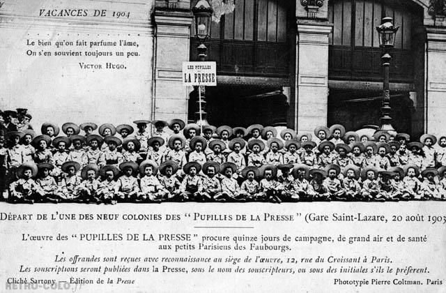 Dpart d'une colonie des Pupilles de la Presse - gare Saint-Lazare